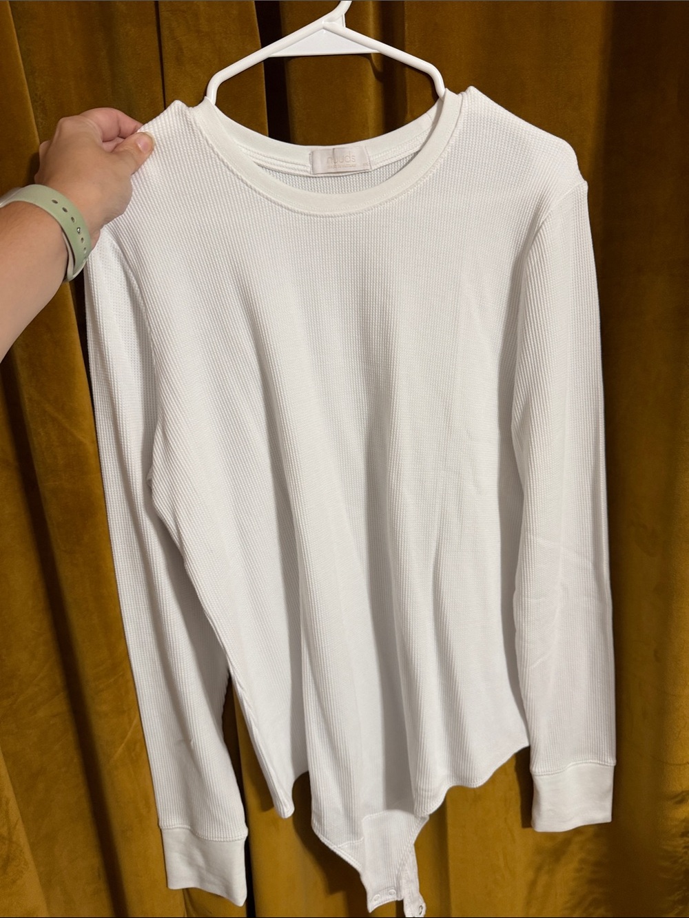 Never Worn nuuds White Waffle Knit Crew Neck Bodysuit